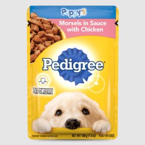 PEDIGREE PUPPY Soft Wet Dog Food Morsels in Sauce With Chicken, 3.5 oz Pouches, 16 Pack