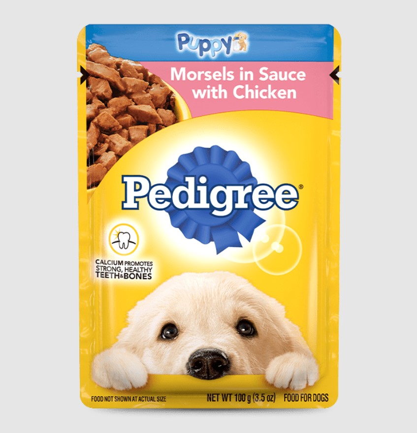 PEDIGREE PUPPY Soft Wet Dog Food Morsels in Sauce With Chicken, 3.5 oz Pouches, 16 Pack