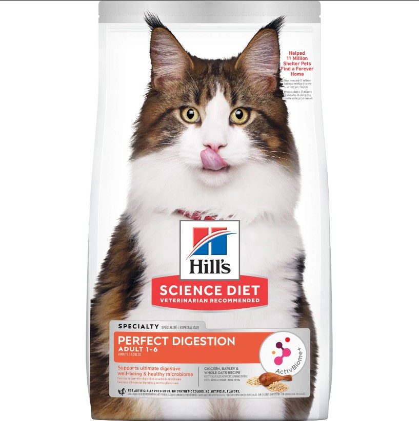 Hill's Science Diet Adult Cat Dry Perfect Digestion, Chicken, Brown Rice, & Whole Oats Recipe, 3.5 lb. Bag