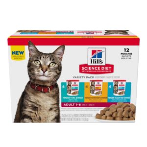 Hill's Science Diet Chicken, Tuna and Ocean Fish Adult Wet Cat Food Variety Pack, 2.8 oz., Count of 12