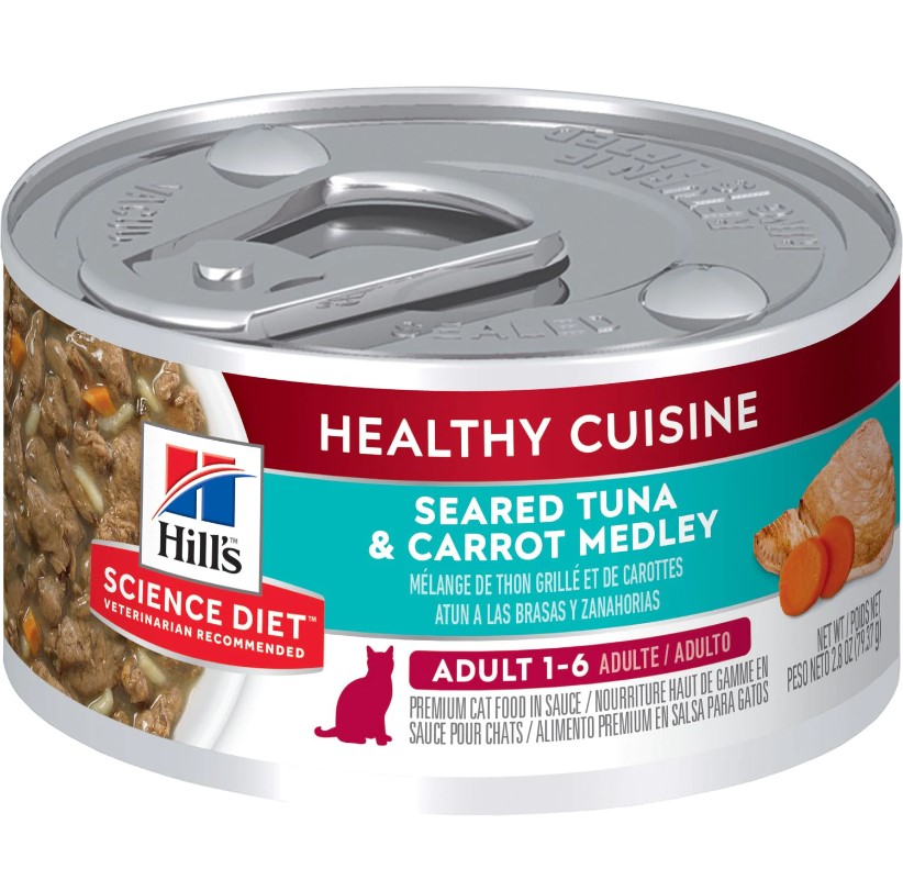 Hill's Science Diet Wet Cat Food, Adult, Healthy Cuisine, Seared Tuna & Carrot Recipe, 2.8 oz Cans, 24 Pack